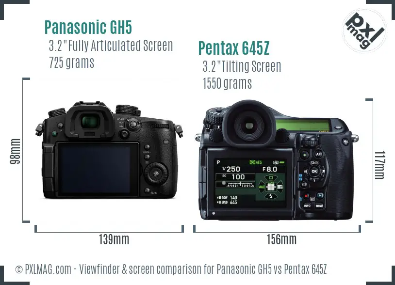 Panasonic GH5 vs Pentax 645Z Screen and Viewfinder comparison