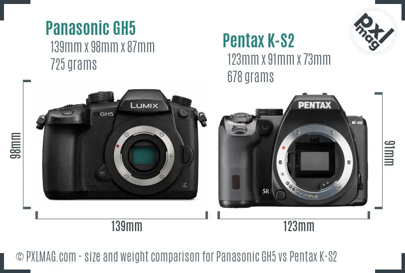 Panasonic GH5 vs Pentax K-S2 size comparison