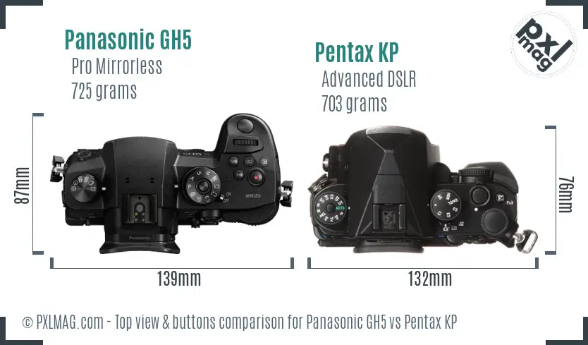 Panasonic GH5 vs Pentax KP top view buttons comparison