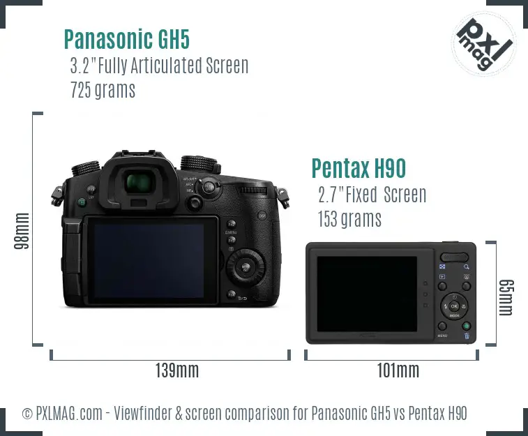 Panasonic GH5 vs Pentax H90 Screen and Viewfinder comparison