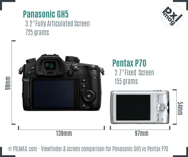 Panasonic GH5 vs Pentax P70 Screen and Viewfinder comparison
