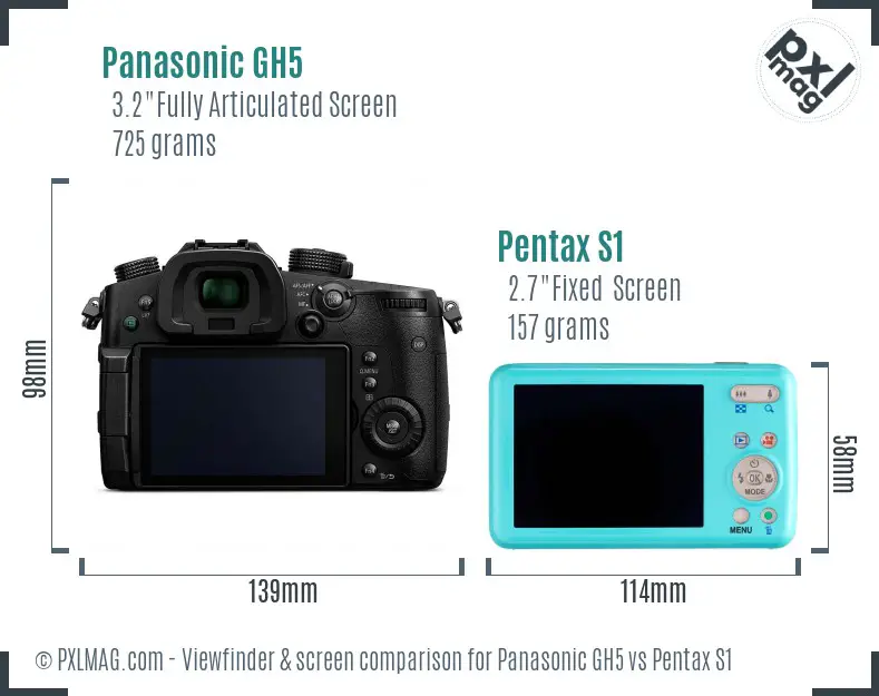 Panasonic GH5 vs Pentax S1 Screen and Viewfinder comparison