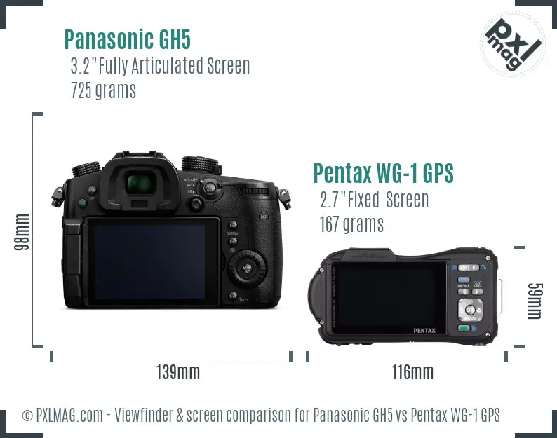Panasonic GH5 vs Pentax WG-1 GPS Screen and Viewfinder comparison