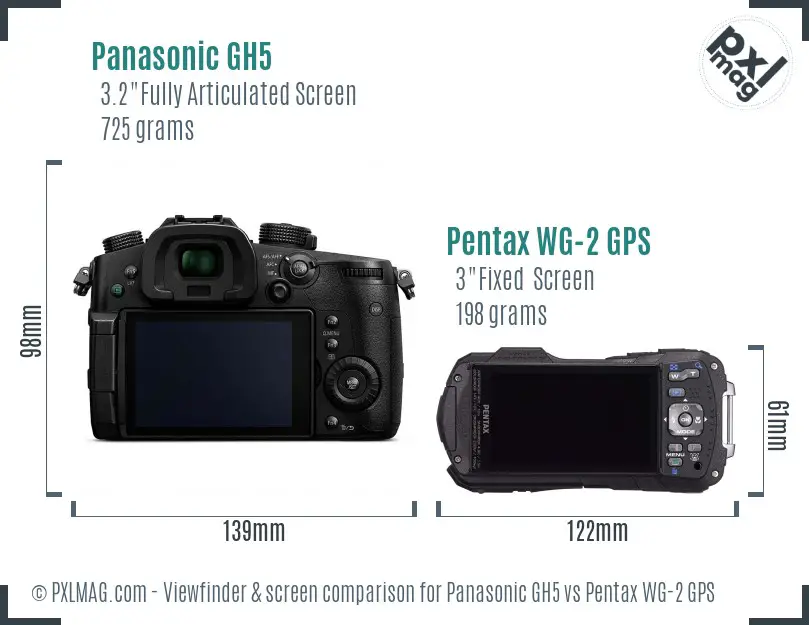 Panasonic GH5 vs Pentax WG-2 GPS Screen and Viewfinder comparison