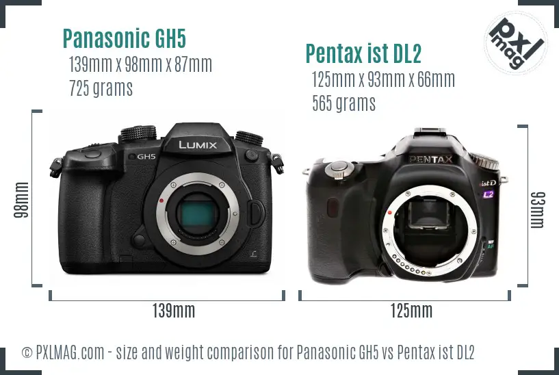 Panasonic GH5 vs Pentax ist DL2 size comparison