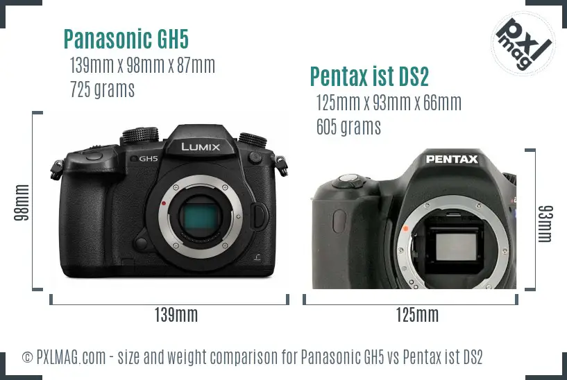 Panasonic GH5 vs Pentax ist DS2 size comparison