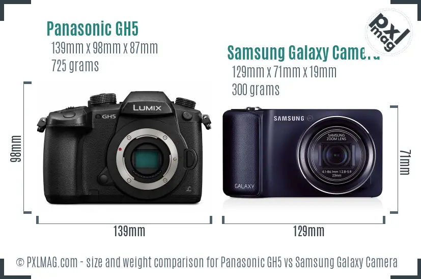 Panasonic GH5 vs Samsung Galaxy Camera size comparison