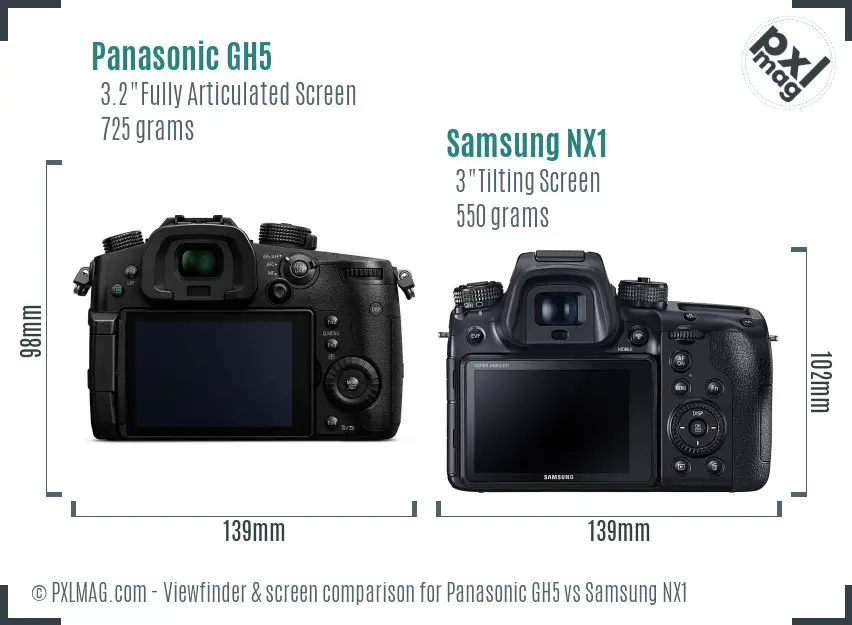 Panasonic GH5 vs Samsung NX1 Screen and Viewfinder comparison