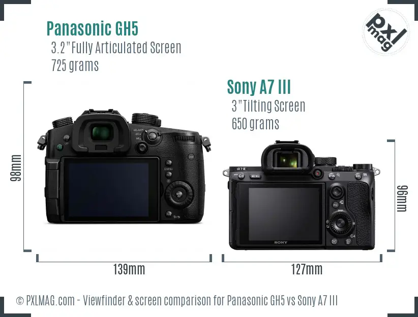 Panasonic GH5 vs Sony A7 III Screen and Viewfinder comparison