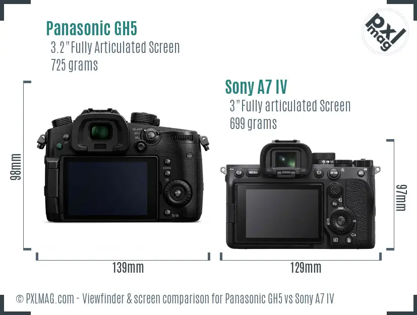 Panasonic GH5 vs Sony A7 IV Screen and Viewfinder comparison
