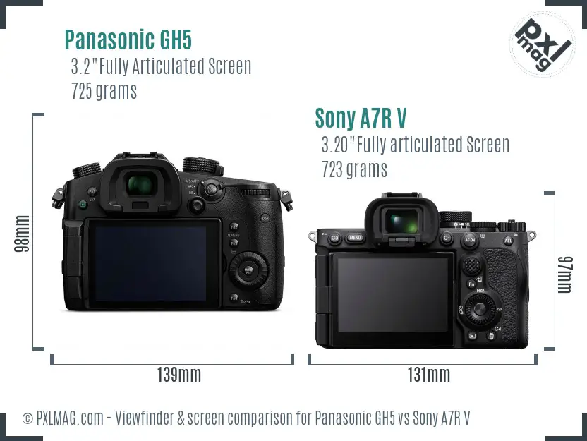 Panasonic GH5 vs Sony A7R V Screen and Viewfinder comparison