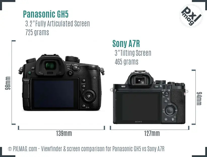 Panasonic GH5 vs Sony A7R Screen and Viewfinder comparison