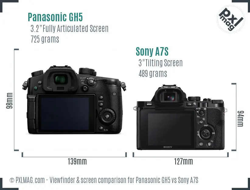 Panasonic GH5 vs Sony A7S Screen and Viewfinder comparison