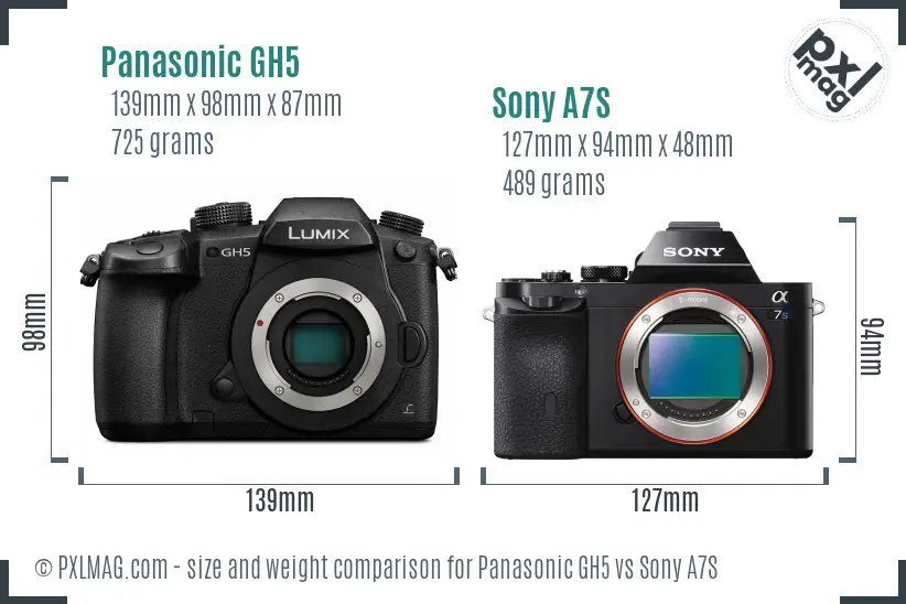 Panasonic GH5 vs Sony A7S size comparison