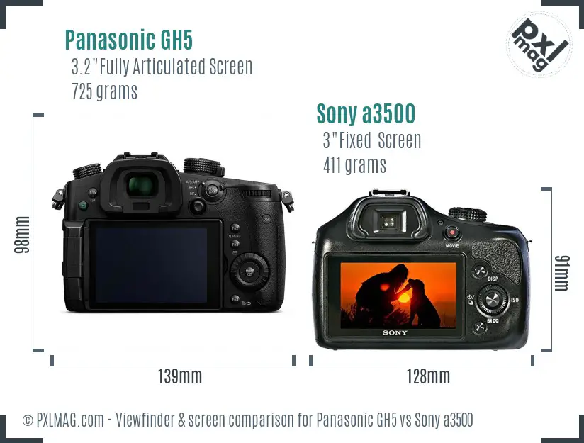 Panasonic GH5 vs Sony a3500 Screen and Viewfinder comparison