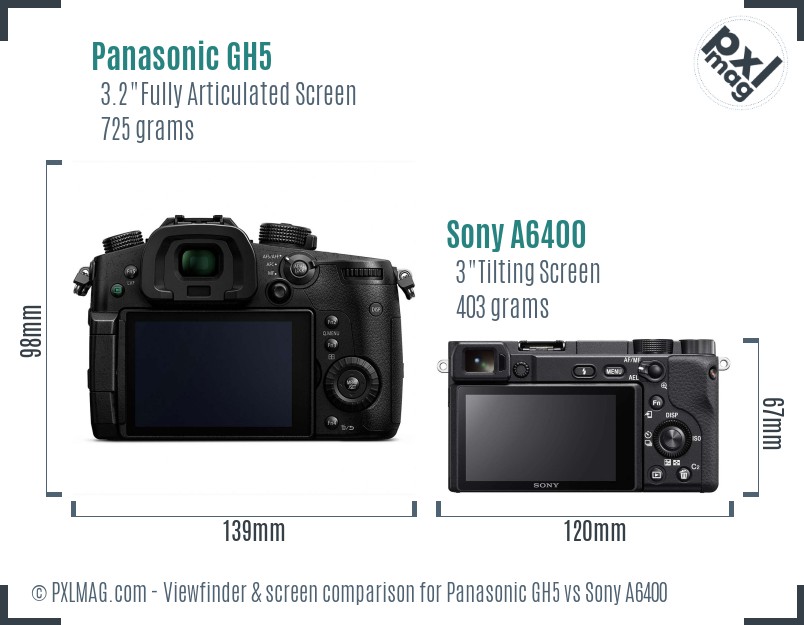 Panasonic GH5 vs Sony A6400 Screen and Viewfinder comparison