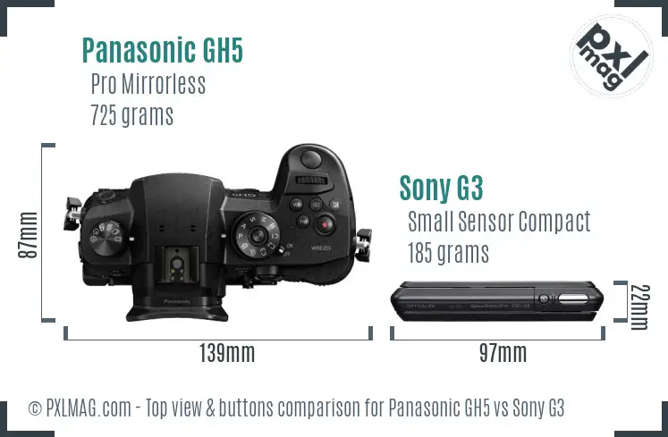 Panasonic GH5 vs Sony G3 top view buttons comparison Panasonic GH5 vs Sony G3 top view buttons comparison