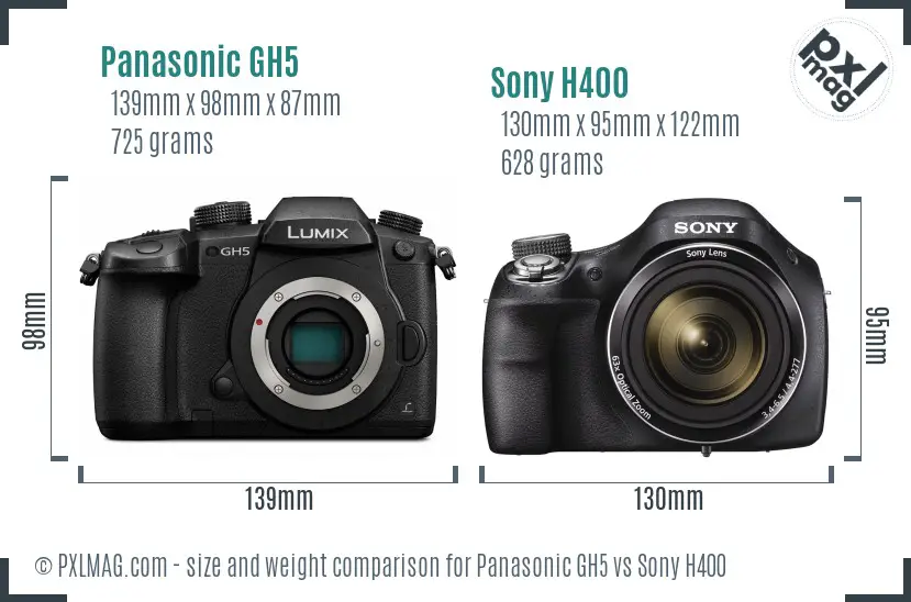 Panasonic GH5 vs Sony H400 size comparison Panasonic GH5 vs Sony H400 size comparison