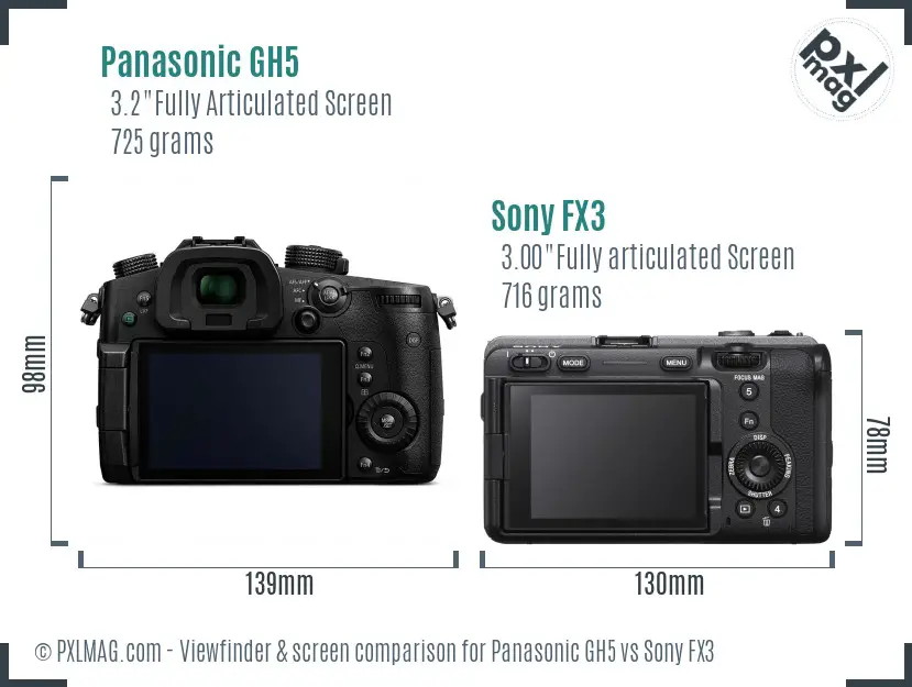 Panasonic GH5 vs Sony FX3 Screen and Viewfinder comparison