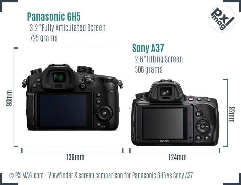 Panasonic GH5 vs Sony A37 Screen and Viewfinder comparison