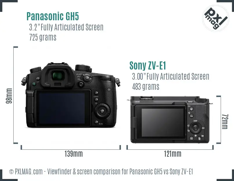 Panasonic GH5 vs Sony ZV-E1 Screen and Viewfinder comparison