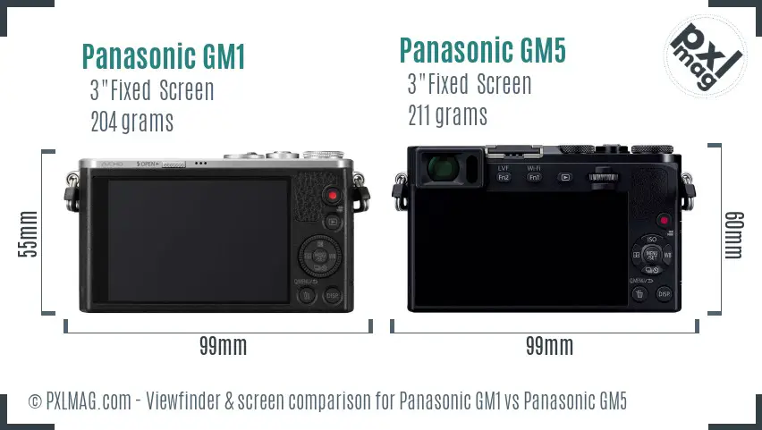 Panasonic GM1 vs Panasonic GM5 Screen and Viewfinder comparison