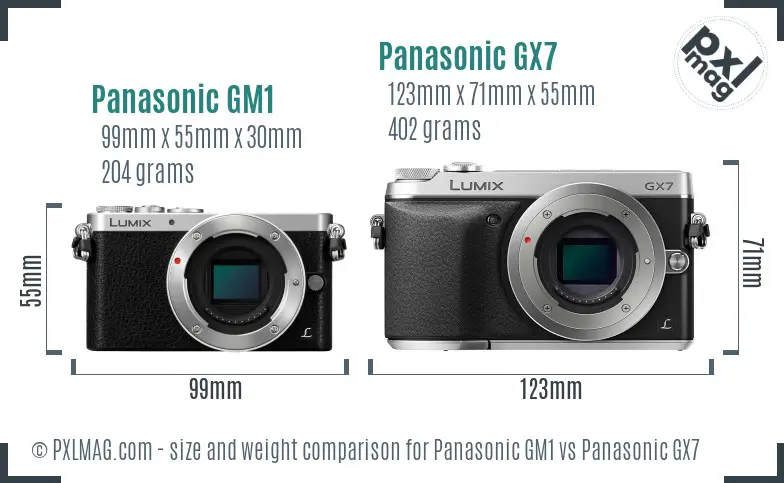 Panasonic GM1 vs Panasonic GX7 size comparison