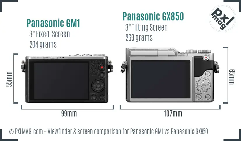 Panasonic GM1 vs Panasonic GX850 Screen and Viewfinder comparison