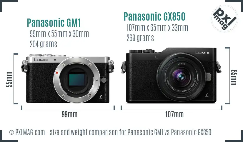 Panasonic GM1 vs Panasonic GX850 size comparison