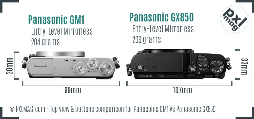 Panasonic GM1 vs Panasonic GX850 top view buttons comparison