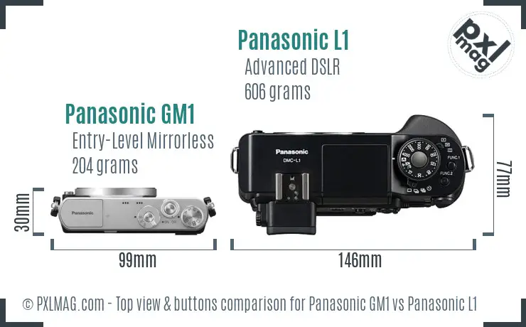 Panasonic GM1 vs Panasonic L1 top view buttons comparison