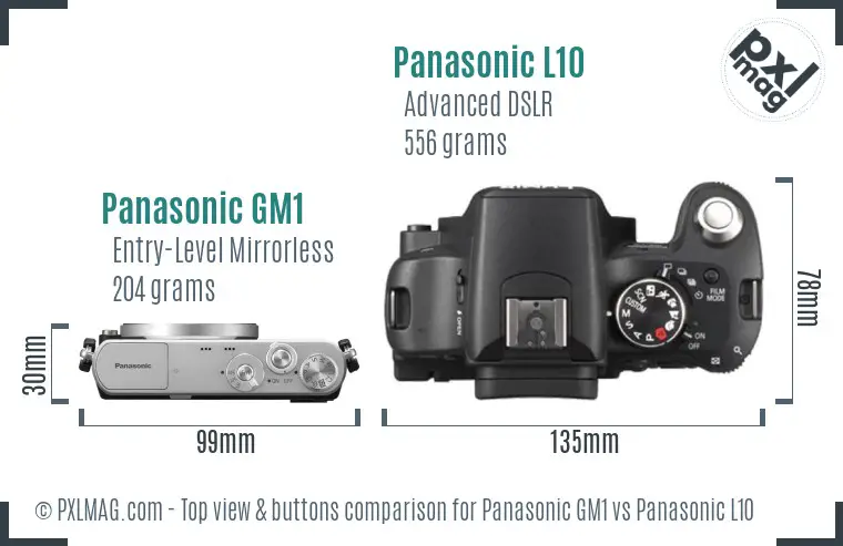 Panasonic GM1 vs Panasonic L10 top view buttons comparison