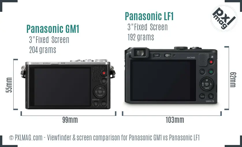 Panasonic GM1 vs Panasonic LF1 Screen and Viewfinder comparison