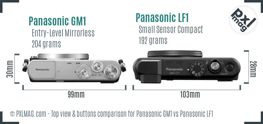 Panasonic GM1 vs Panasonic LF1 top view buttons comparison