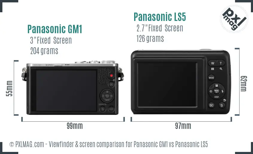 Panasonic GM1 vs Panasonic LS5 Screen and Viewfinder comparison