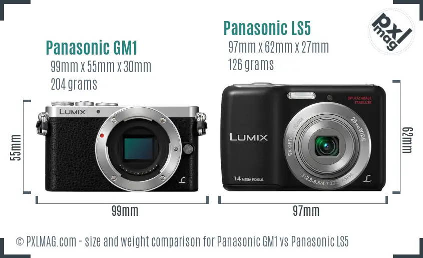 Panasonic GM1 vs Panasonic LS5 size comparison