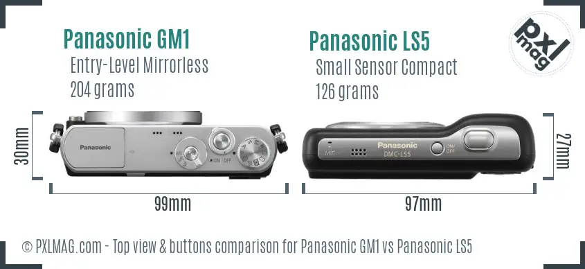 Panasonic GM1 vs Panasonic LS5 top view buttons comparison