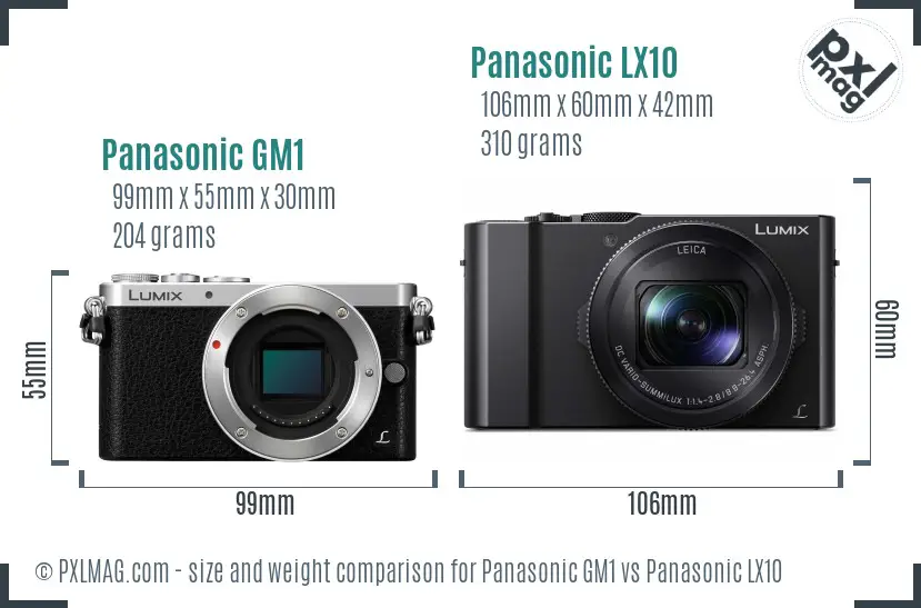 Panasonic GM1 vs Panasonic LX10 size comparison