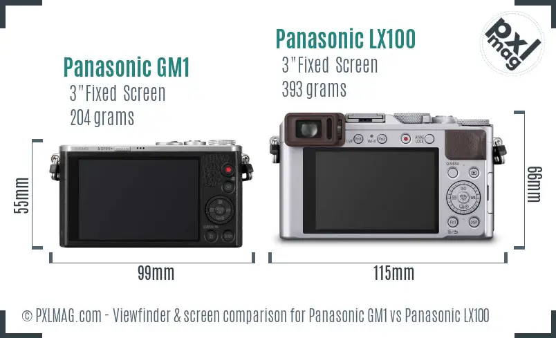 Panasonic GM1 vs Panasonic LX100 Screen and Viewfinder comparison