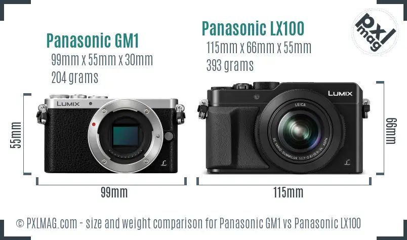 Panasonic GM1 vs Panasonic LX100 size comparison
