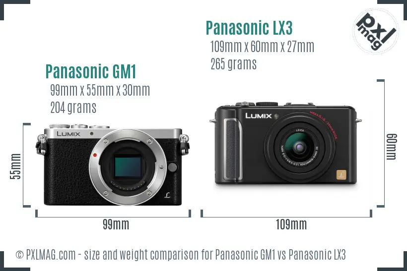 Panasonic GM1 vs Panasonic LX3 size comparison