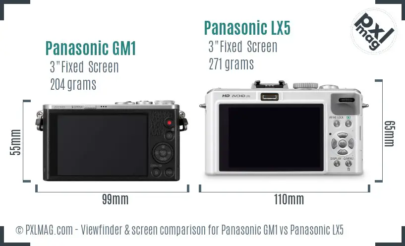 Panasonic GM1 vs Panasonic LX5 Screen and Viewfinder comparison