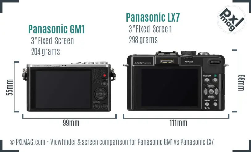 Panasonic GM1 vs Panasonic LX7 Screen and Viewfinder comparison