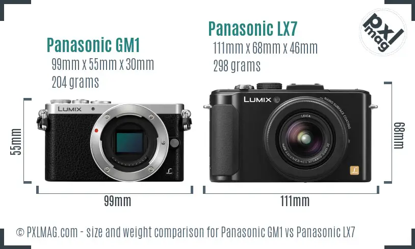 Panasonic GM1 vs Panasonic LX7 size comparison