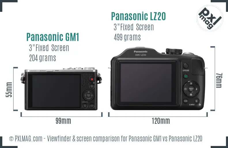 Panasonic GM1 vs Panasonic LZ20 Screen and Viewfinder comparison