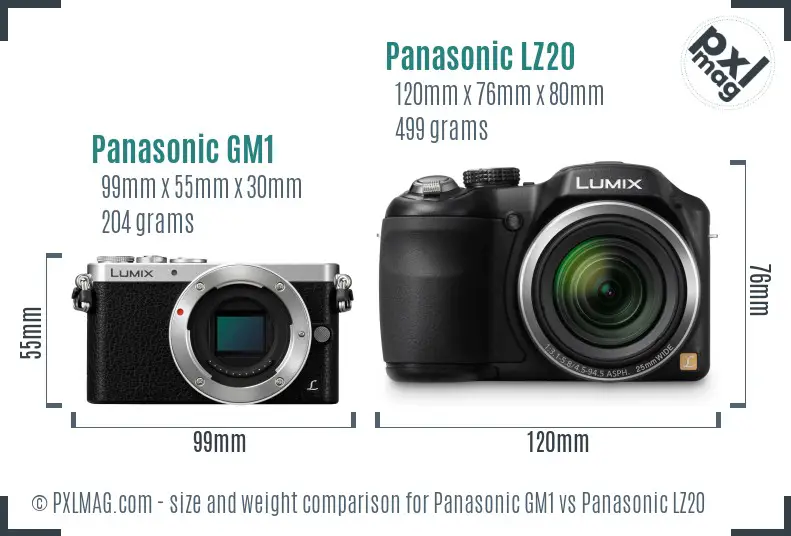 Panasonic GM1 vs Panasonic LZ20 size comparison
