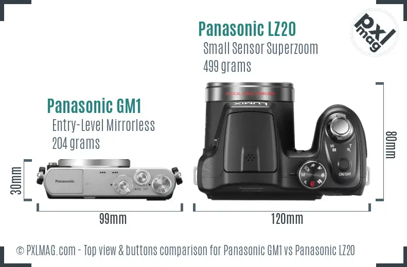 Panasonic GM1 vs Panasonic LZ20 top view buttons comparison