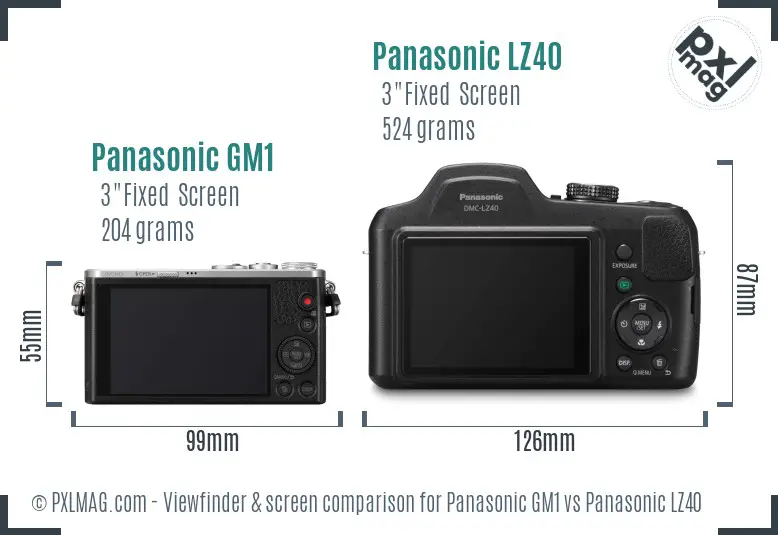 Panasonic GM1 vs Panasonic LZ40 Screen and Viewfinder comparison