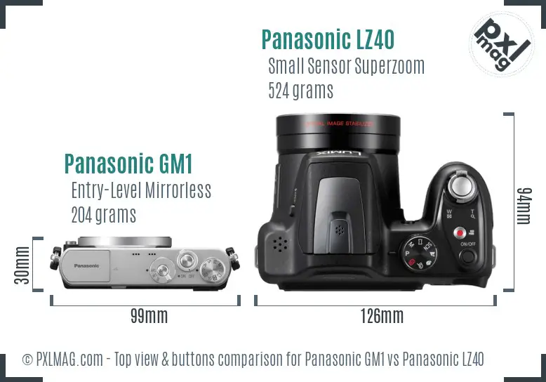 Panasonic GM1 vs Panasonic LZ40 top view buttons comparison