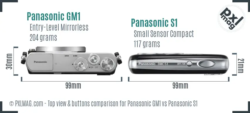 Panasonic GM1 vs Panasonic S1 top view buttons comparison